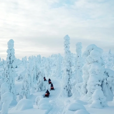 Expédition sauvage en motoneige à Ylläs