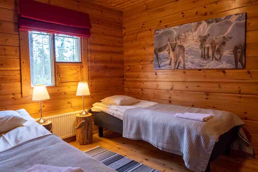 Chambre twin d’un chalet avec sauna de l’hôtel Torassieppi